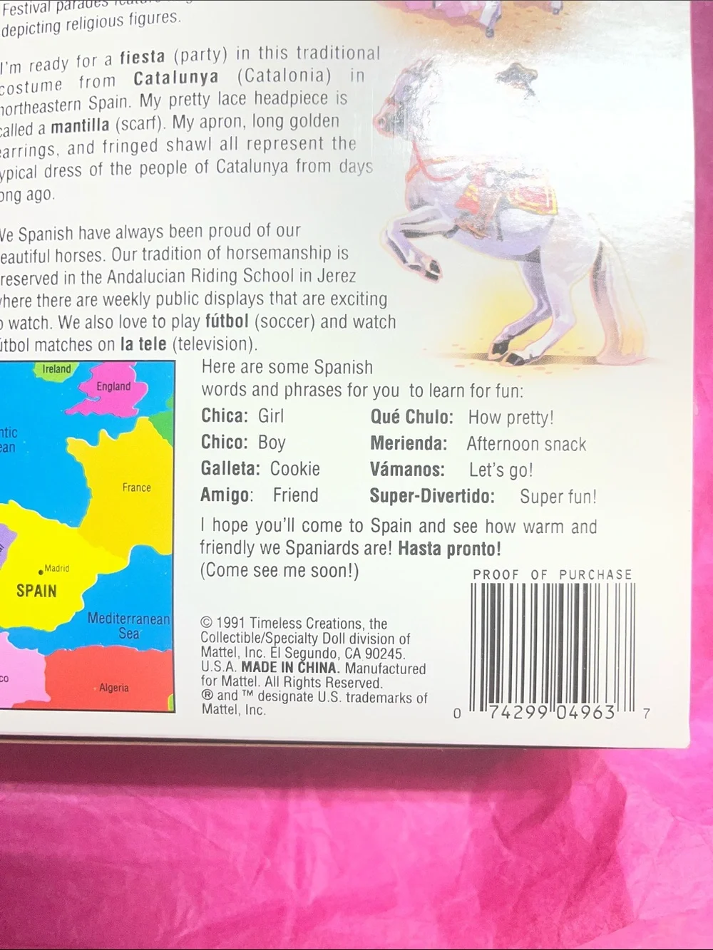 1991 Spanish Barbie Dolls of the World Collection #4963 NRFB